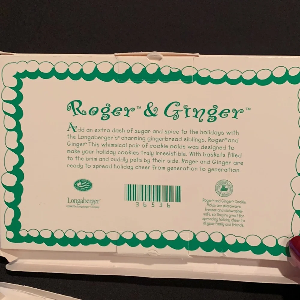 Longaberger 2000 Roger and Ginger Cookie Molds w/Boxes. NEW